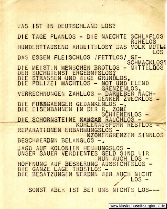 Flugblatt der Nachkriegszeit